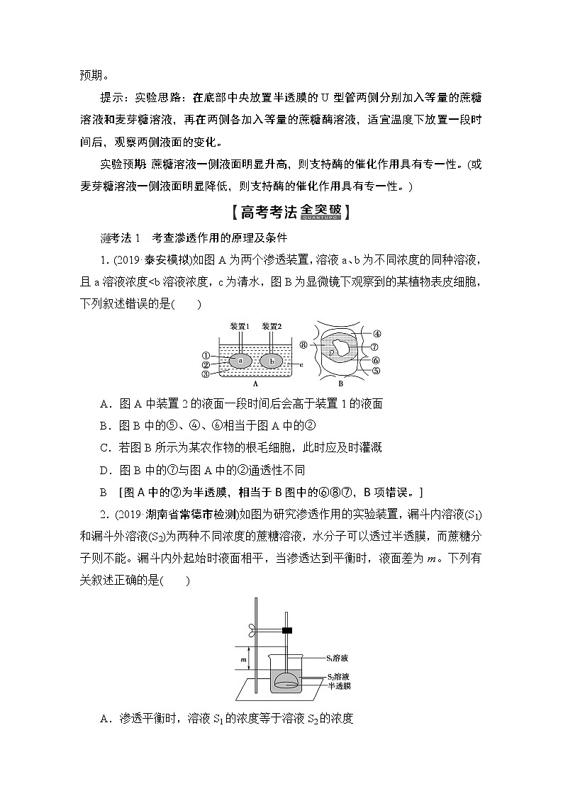 2020版新一线高考生物（人教版）一轮复习教学案：第2单元第3讲细胞的物质输入与输出03