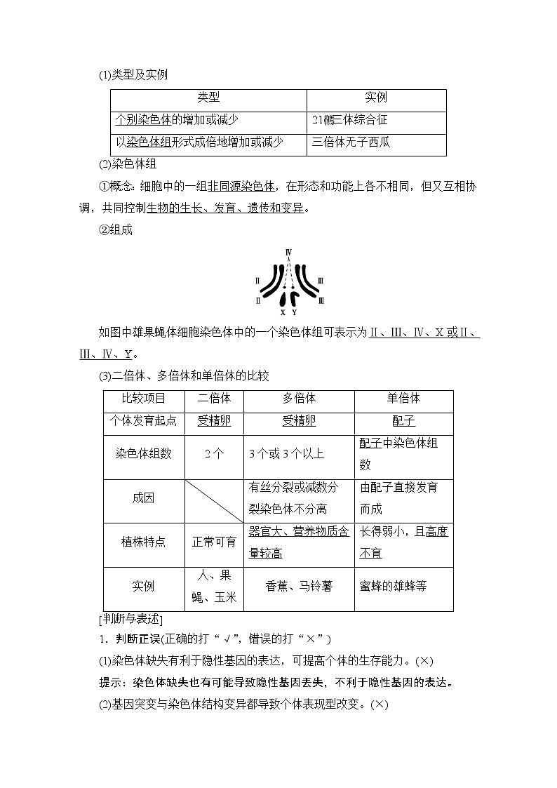 2020版新一线高考生物（人教版）一轮复习教学案：第7单元第2讲染色体变异与生物育种02