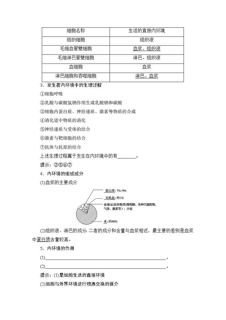 2020版新一线高考生物（人教版）一轮复习教学案：第8单元第1讲人体的内环境与稳态02