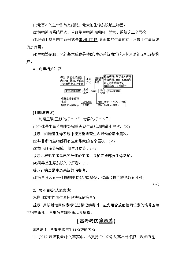 2020版新一线高考生物（人教版）一轮复习教学案：第1单元第1讲走近细胞02