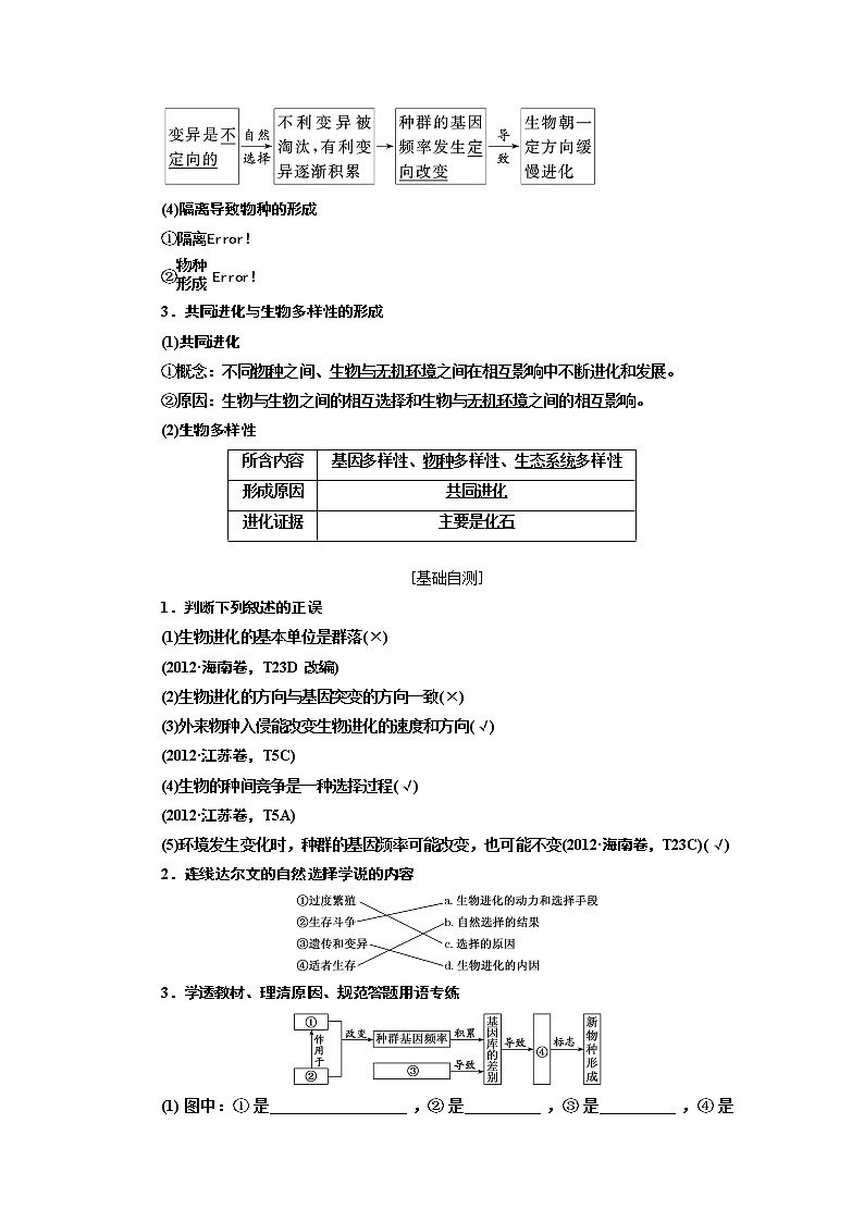2020版高考一轮复习生物通用版学案：第七单元第三讲生物的进化02