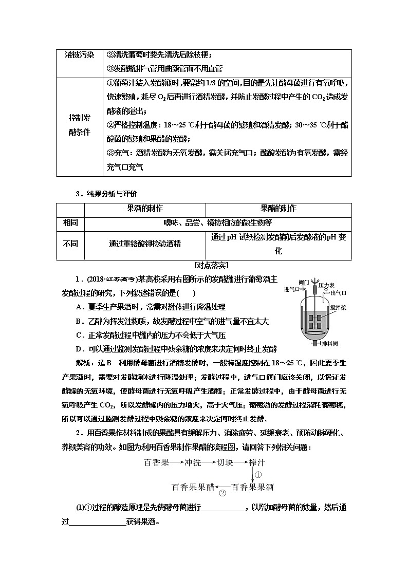 2020版高考一轮复习生物通用版学案：第十二单元第一讲传统发酵技术的应用03