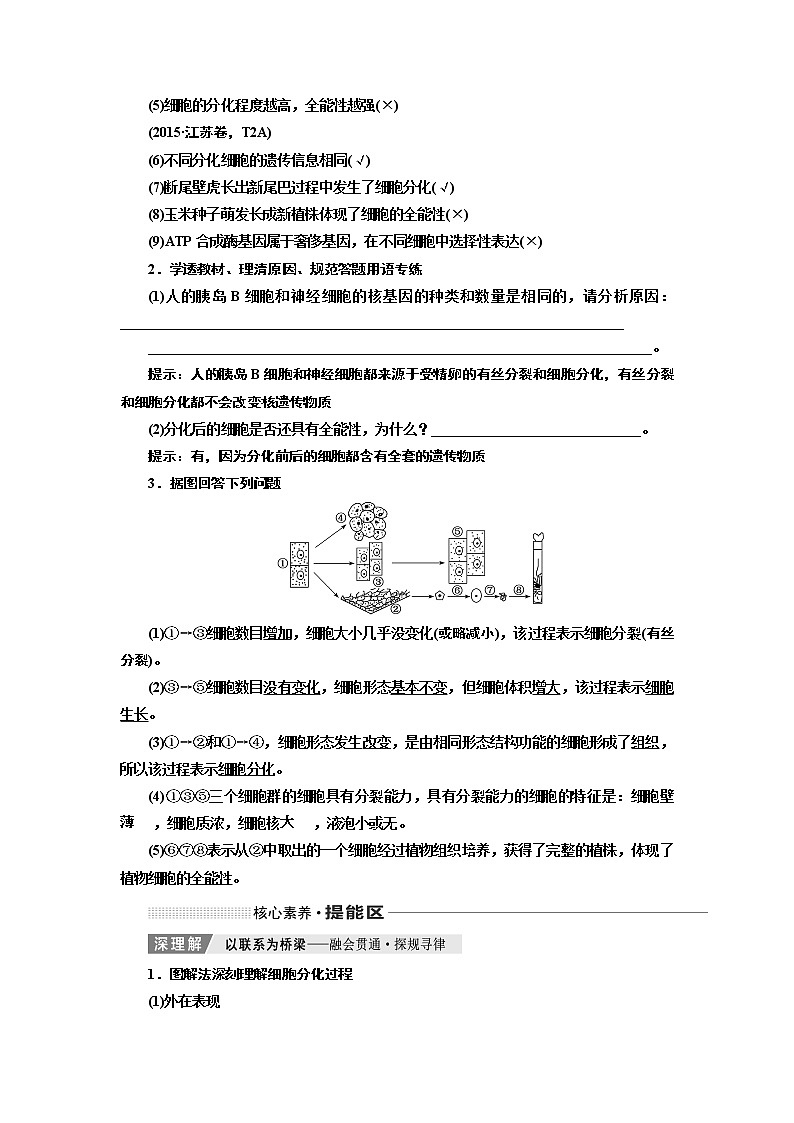 2020版高考一轮复习生物通用版学案：第四单元第四讲细胞的分化、衰老、凋亡和癌变02