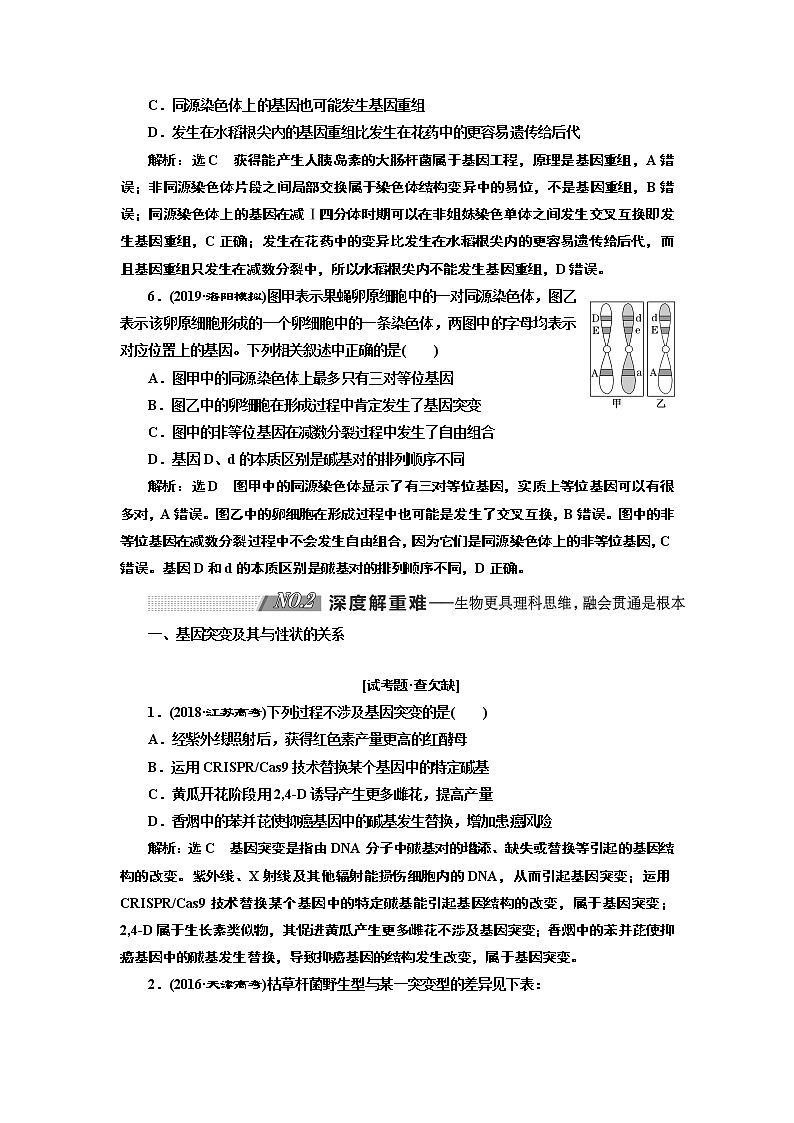 2020版高考新创新一轮复习生物新课改省份专用学案：模块二第三单元第1讲基因突变和基因重组03