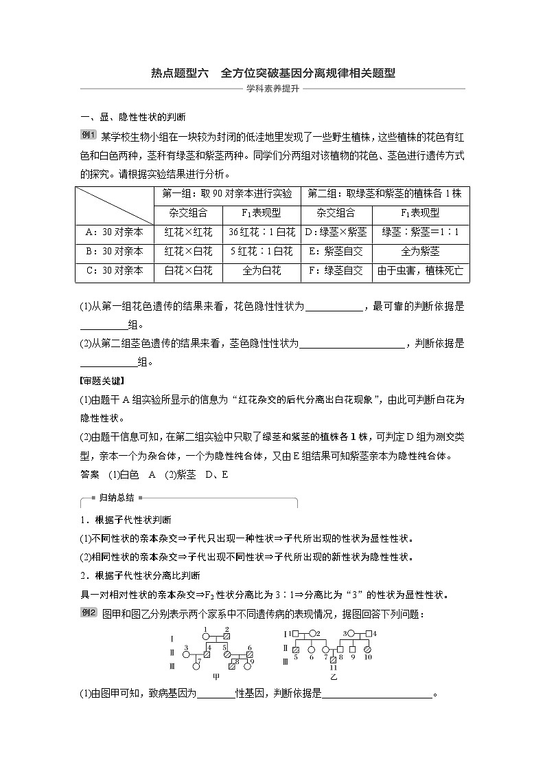 2020版生物新导学大一轮北师大版讲义：第六单元遗传信息的传递规律热点题型六第1页