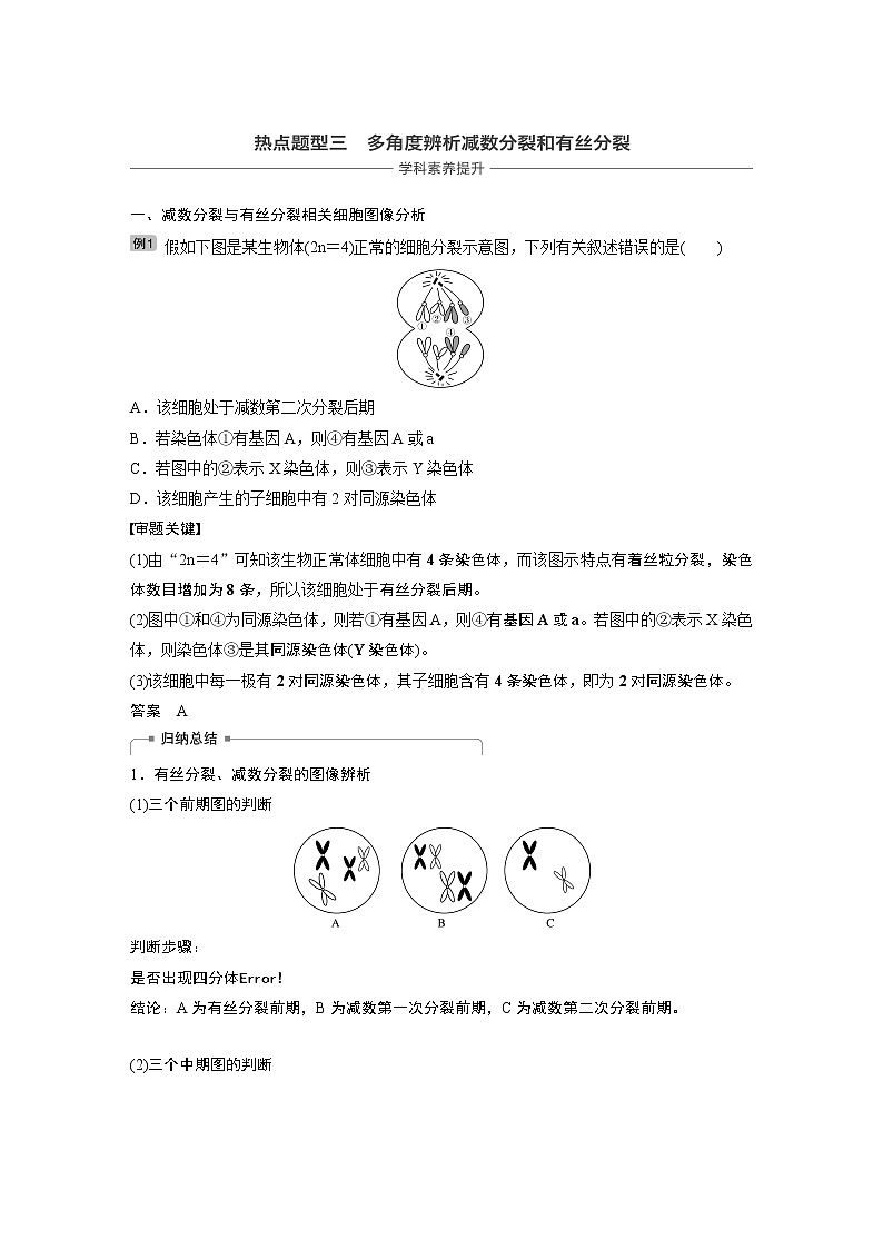 2020版生物新导学大一轮北师大版讲义：第四单元细胞的生命历程热点题型三第1页