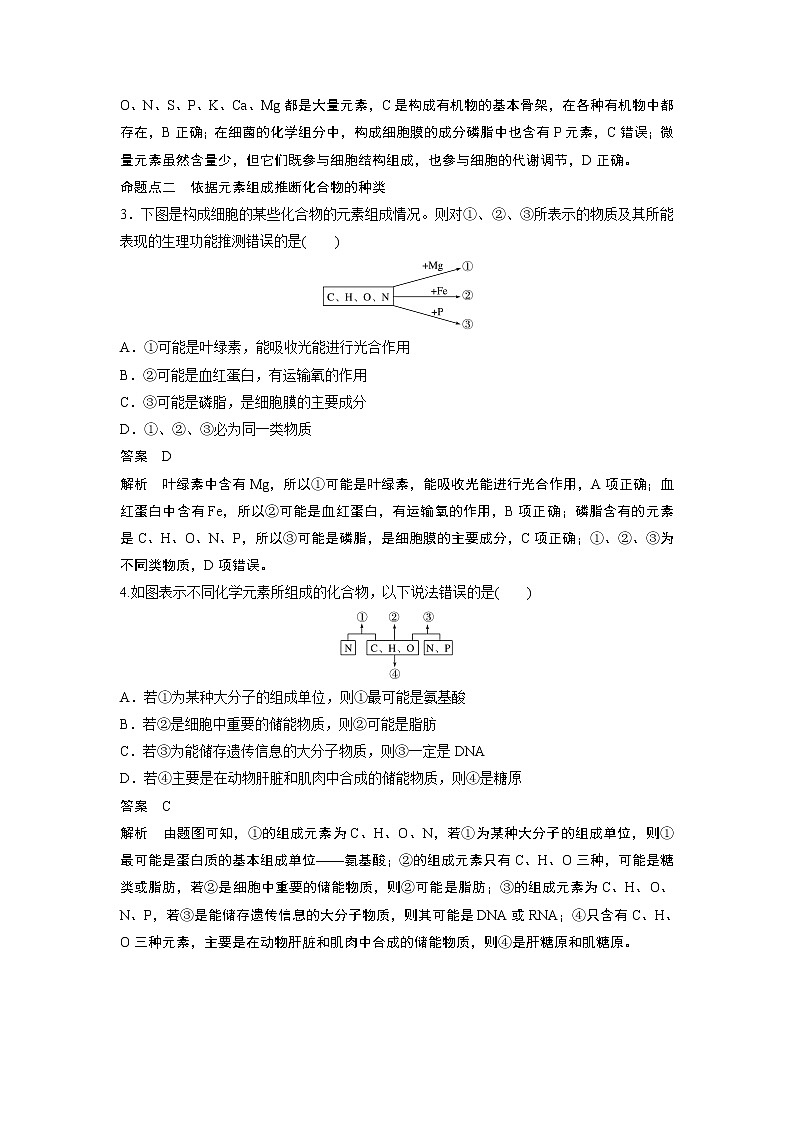 2020版生物新导学大一轮苏教讲义：第一单元细胞的化学组成第1讲第3页