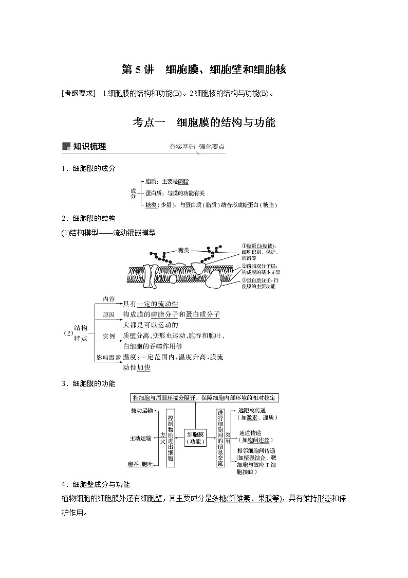 2020版生物新导学大一轮苏教讲义：第二单元细胞的结构和功能第5讲第1页