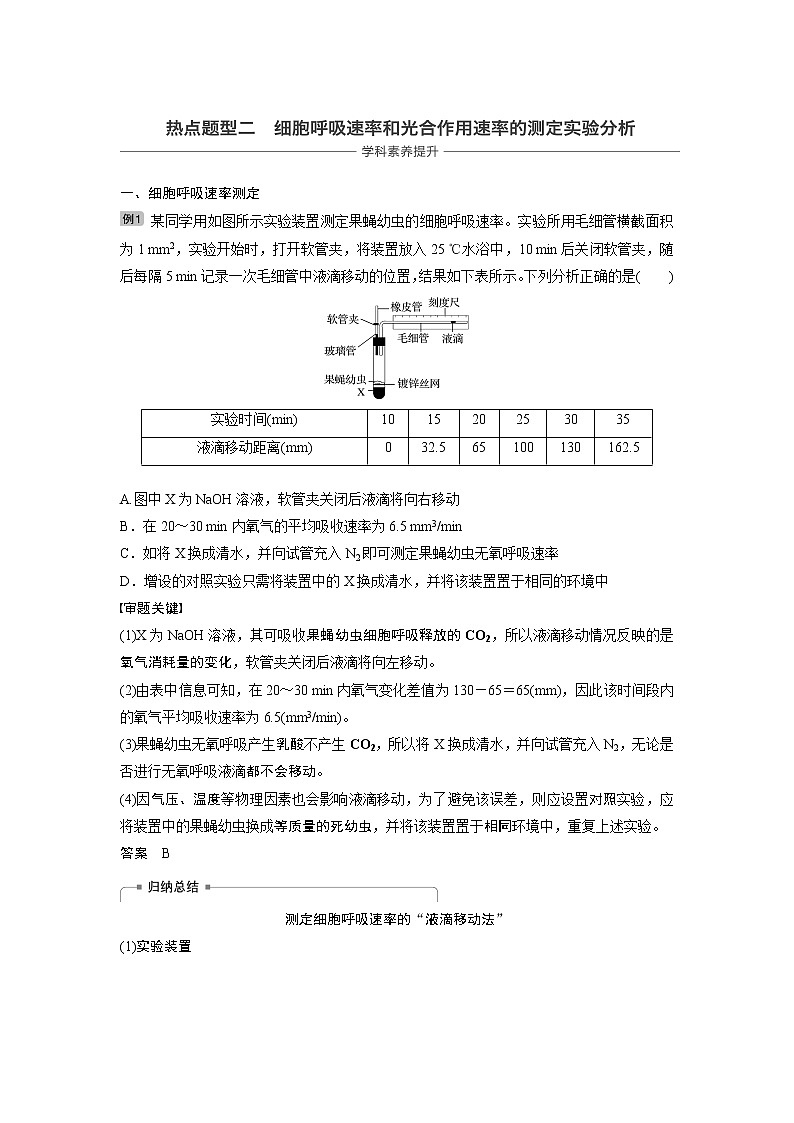 2020版生物新导学大一轮苏教讲义：第三单元光合作用和细胞呼吸热点题型二第1页