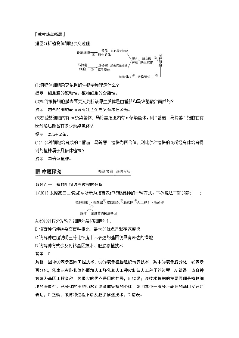 2020版高考生物苏教版一轮复习讲义：第十单元第36讲细胞工程第3页