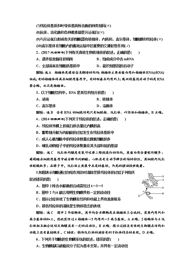 2020版高考生物新创新一轮复习通用版讲义：必修①第二单元第2讲细胞器——系统内的分工合作03