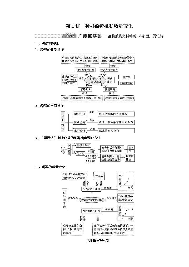2020版高考新创新一轮复习生物通用版学案：必修③第三单元第1讲种群的特征和数量变化01