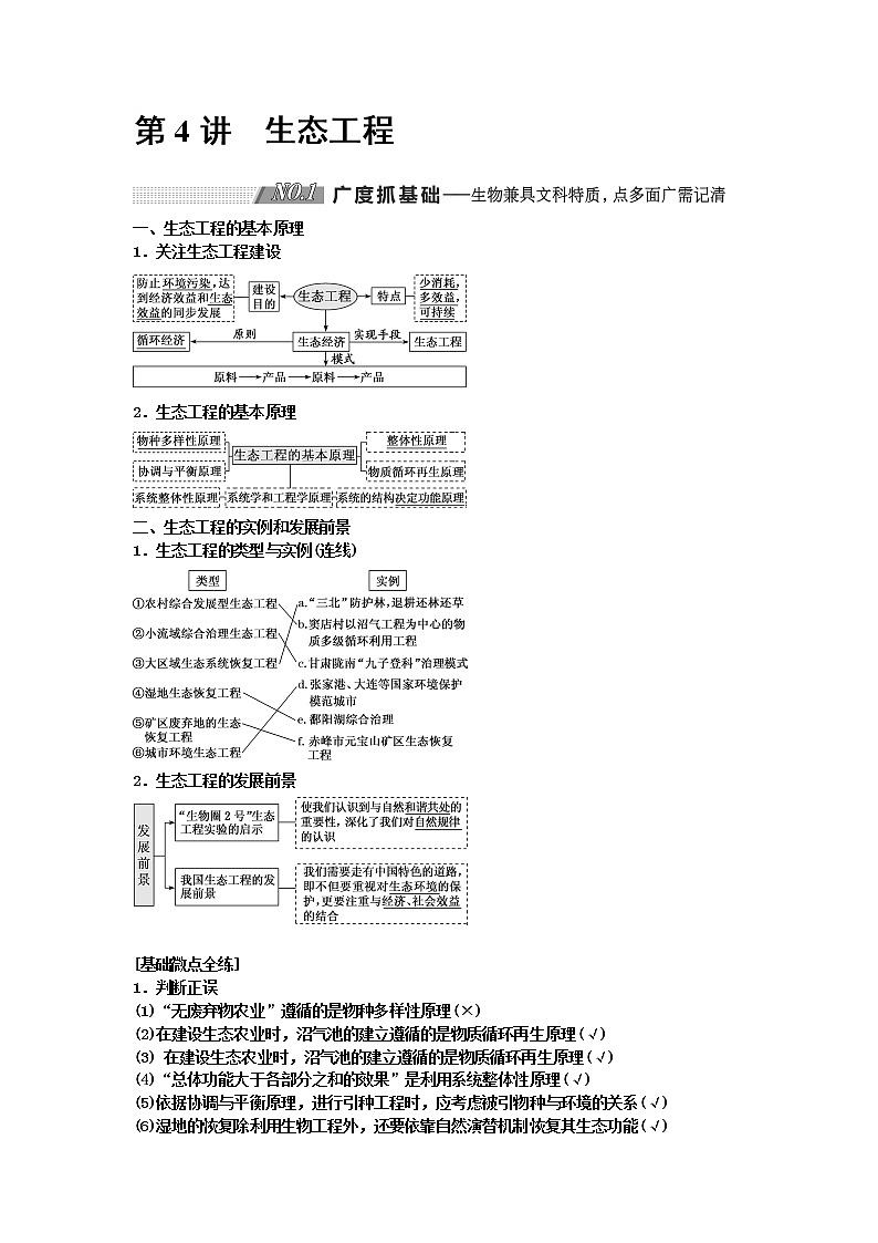 2020版高考新创新一轮复习生物通用版学案：选修3第4讲生态工程01