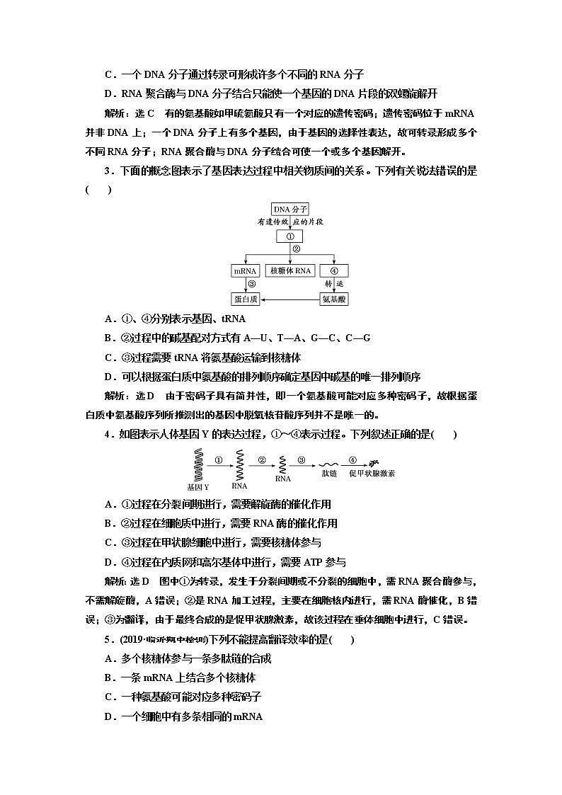 2020版高考新创新一轮复习生物新课改省份专用学案：模块二第二单元第3讲基因的表达03
