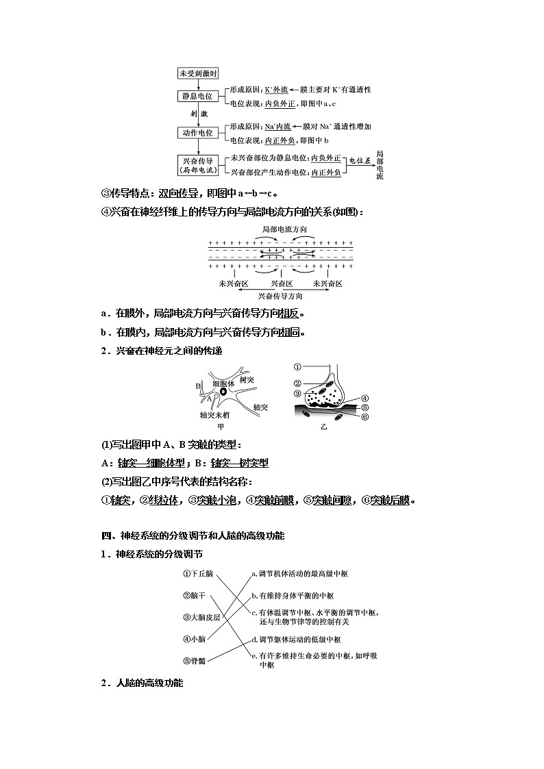 2020版高考新创新一轮复习生物新课改省份专用学案：选修模块I-1第一单元第2讲通过神经系统的调节02