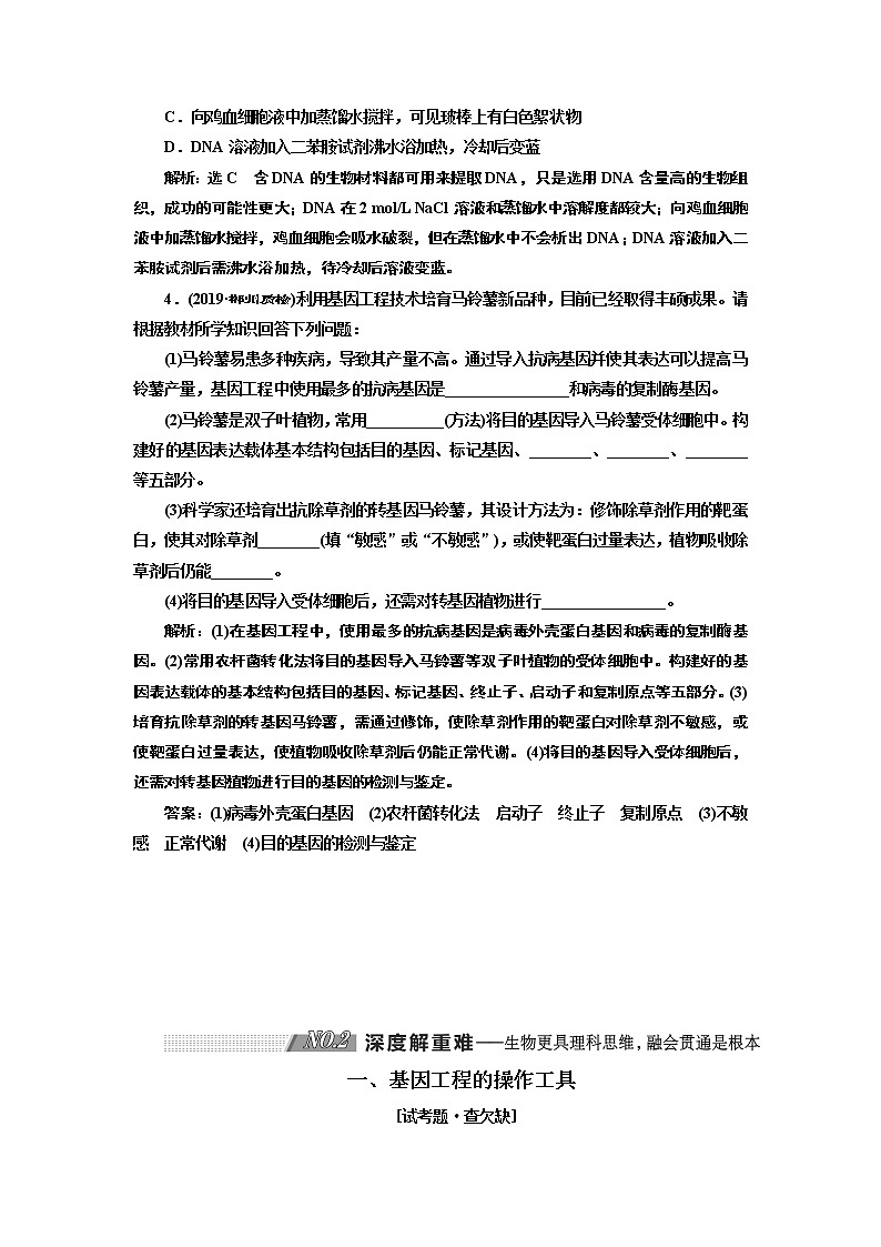 2020版高考新创新一轮复习生物新课改省份专用学案：选修模块I-3第2讲基因工程03