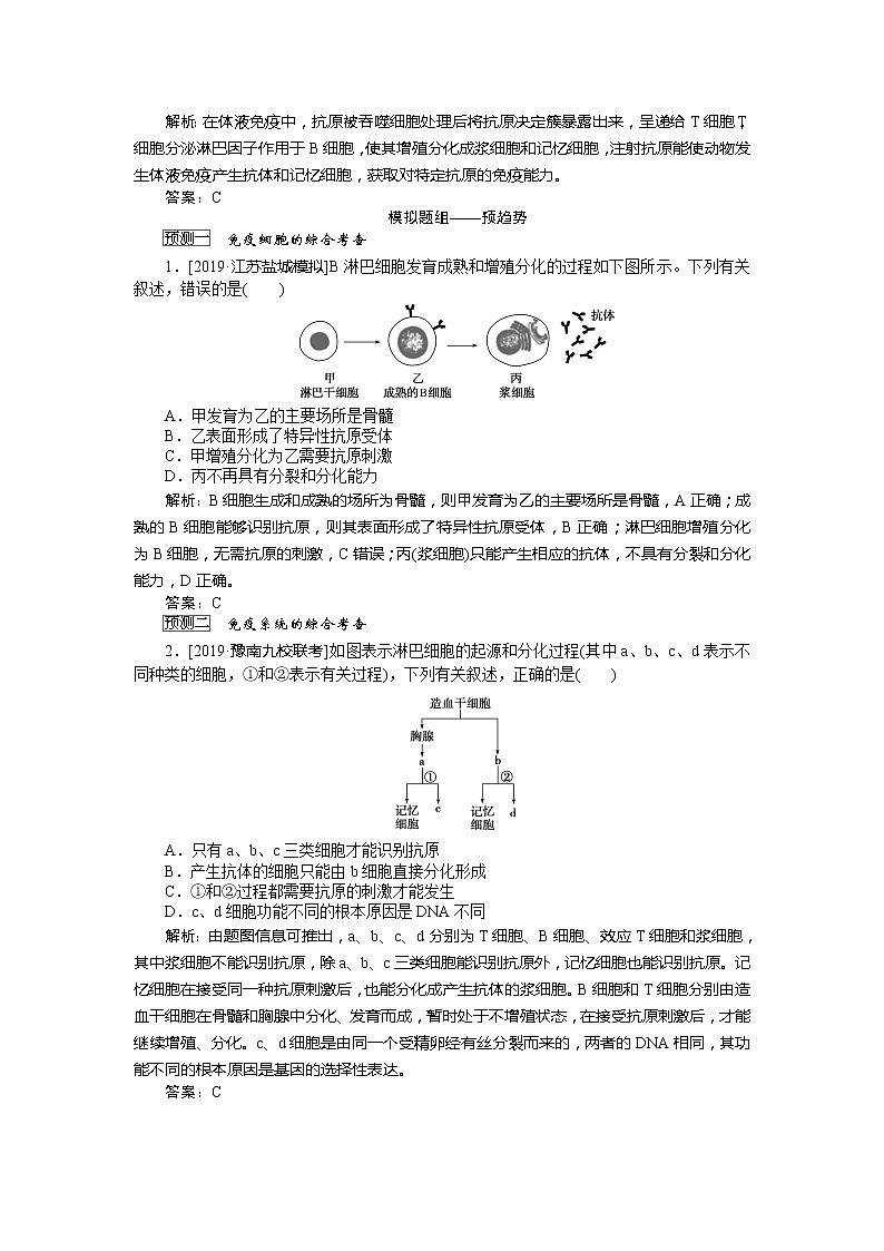 2020版《全程复习方略》高考生物一轮复习课堂互动探究案4免疫调节 学案03