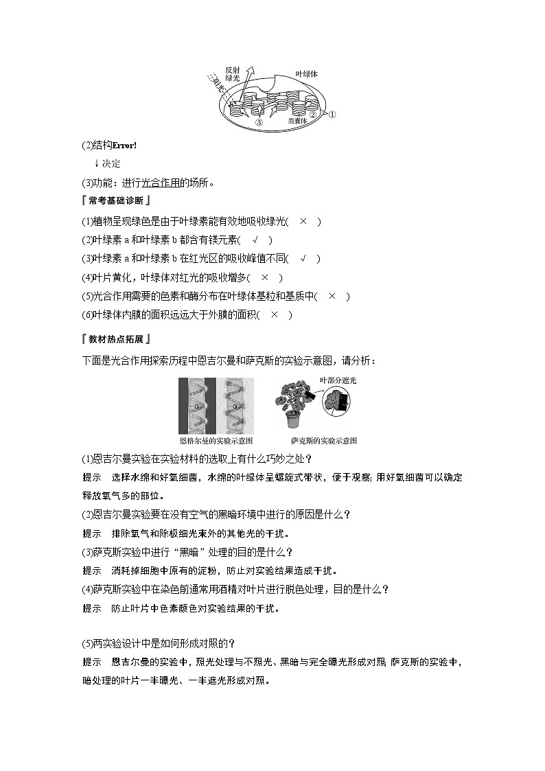 2020版高考生物苏教版一轮复习讲义：第三单元第9讲光合作用第2页