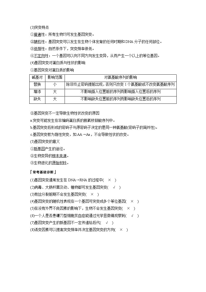 2020版高考生物苏教版一轮复习讲义：第七单元第21讲基因突变和基因重组第2页