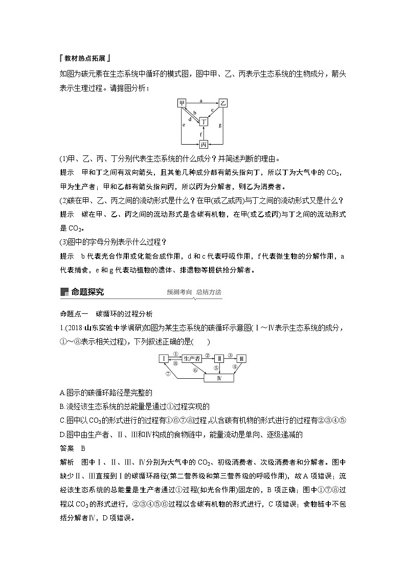 2020版高考生物苏教版一轮复习讲义：第九单元第33讲生态系统的物质循环、信息传递及其稳定性第3页