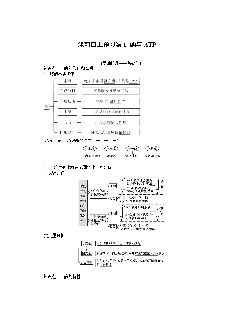 2020版《全程复习方略》高考生物一轮复习课前自主预习案1酶与ATP第1页