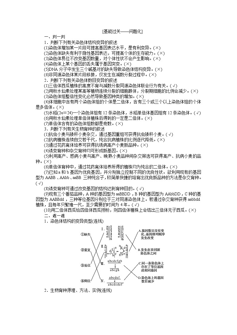 2020版《全程复习方略》高考生物一轮复习课前自主预习案2染色体变异与育种第3页