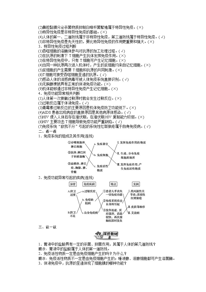 2020版《全程复习方略》高考生物一轮复习课前自主预习案4免疫调节02