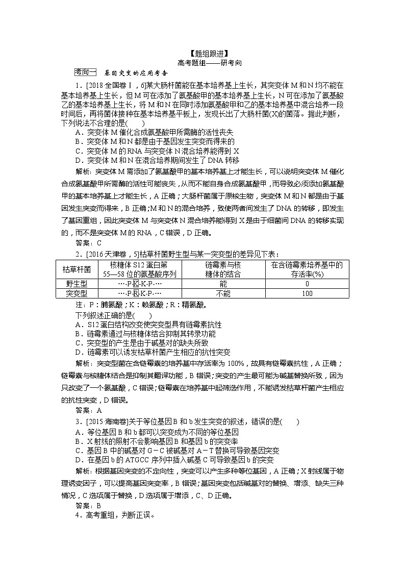 2020版《全程复习方略》高考生物一轮复习课堂互动探究案1基因突变与基因重组 学案02