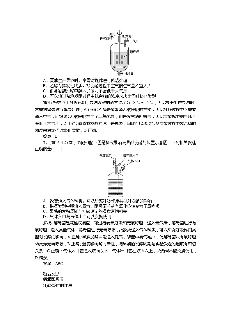 2020版《全程复习方略》高考生物一轮复习课堂互动探究案2传统发酵技术应用 学案02
