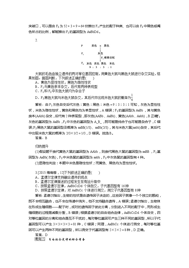 2020版《全程复习方略》高考生物一轮复习课堂互动探究案2孟德尔的豌豆杂交实验（二） 学案02