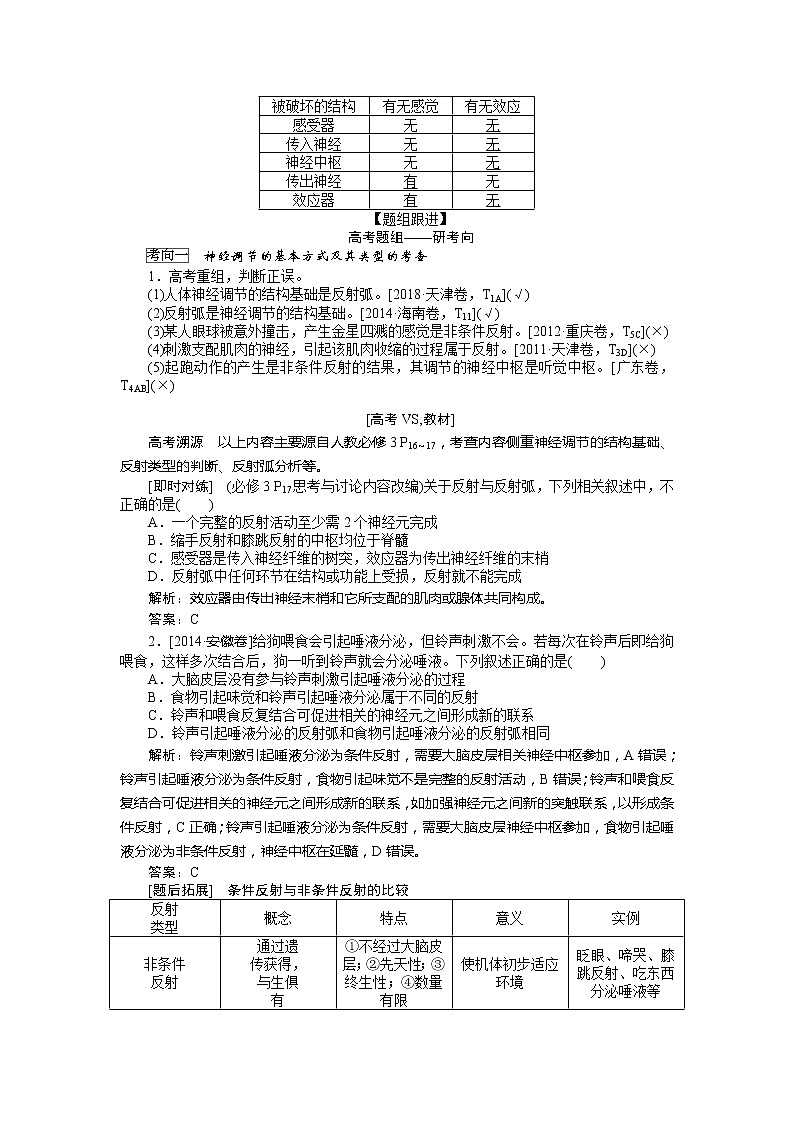 2020版《全程复习方略》高考生物一轮复习课堂互动探究案2人和高等动物的神经调节 学案02