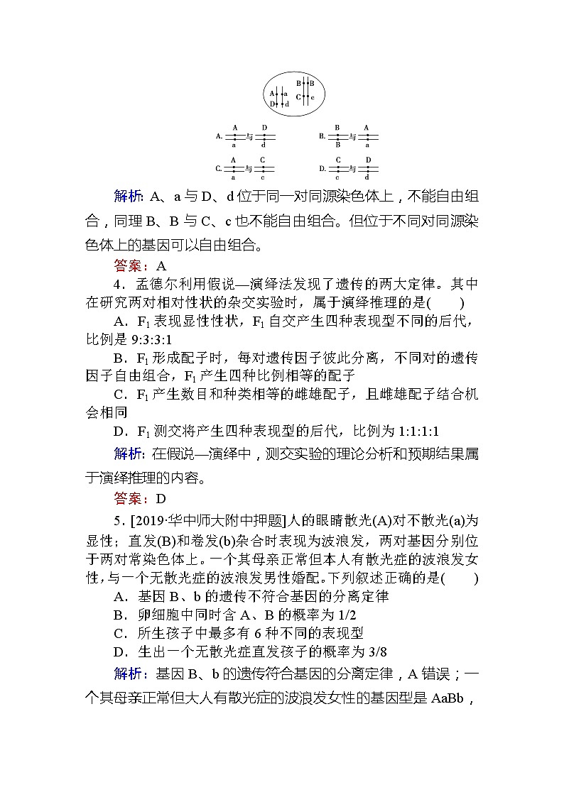 2020版《全程复习方略》高考生物一轮复习课后定时检测案17孟德尔的豌豆杂交实验（二）02