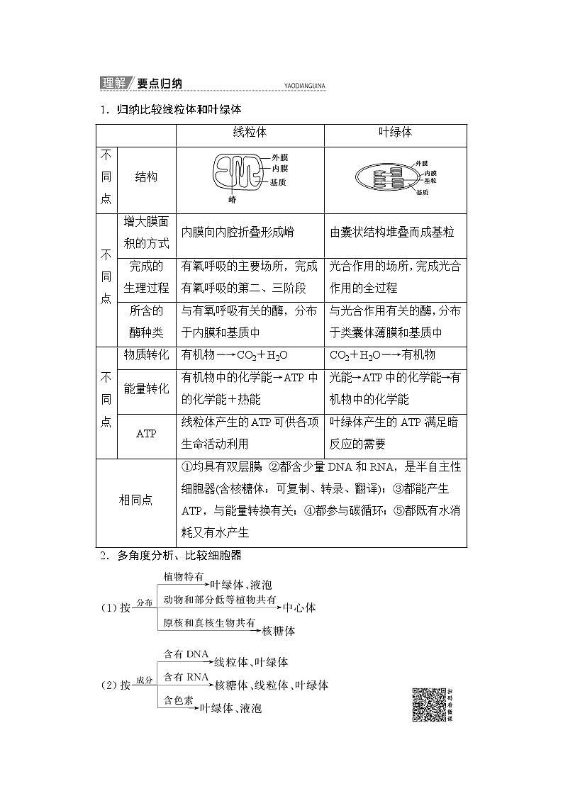 2020版新一线高考生物（人教版）一轮复习教学案：第2单元第2讲细胞器——系统内的分工合作03