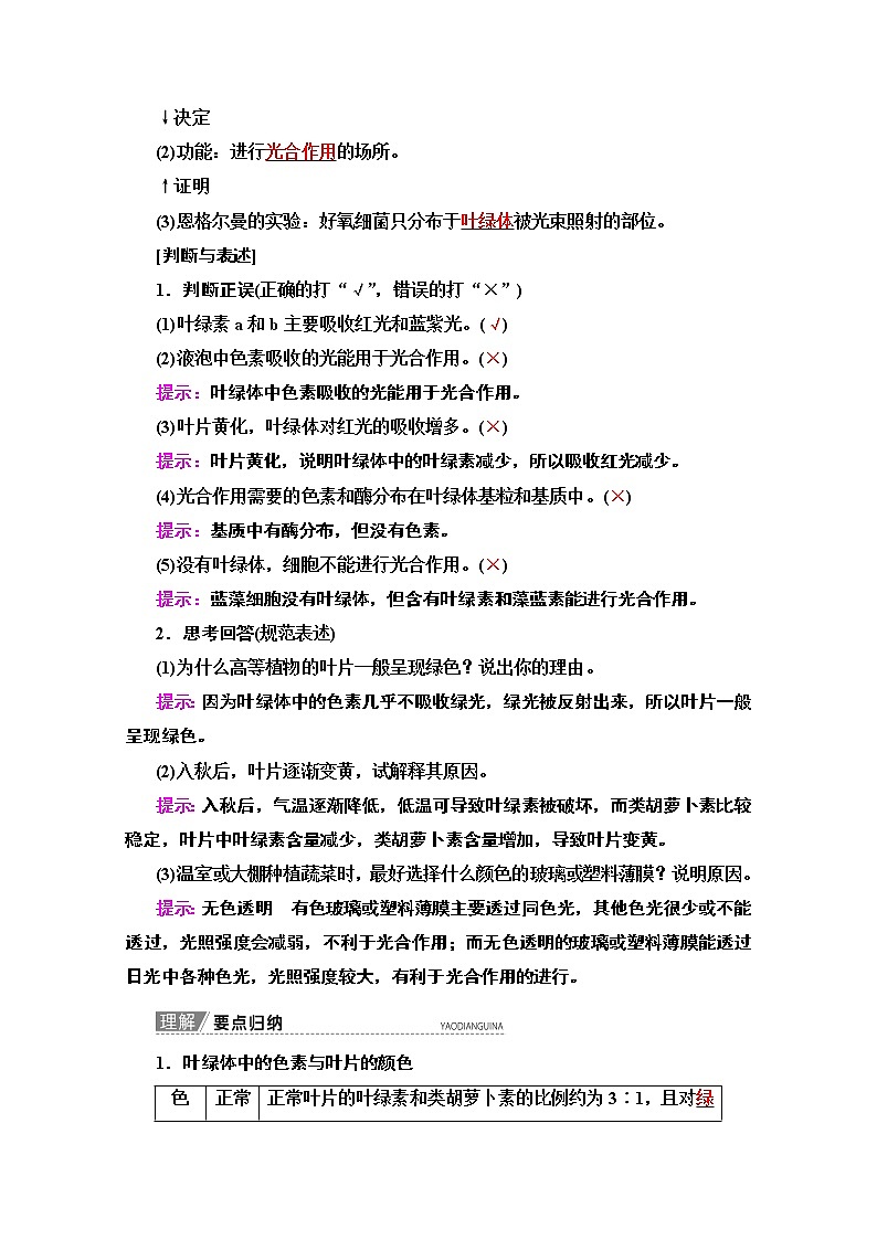 2020版新一线高考生物（苏教版）一轮复习教学案：必修1第3单元第2讲　光合作用（Ⅰ）02