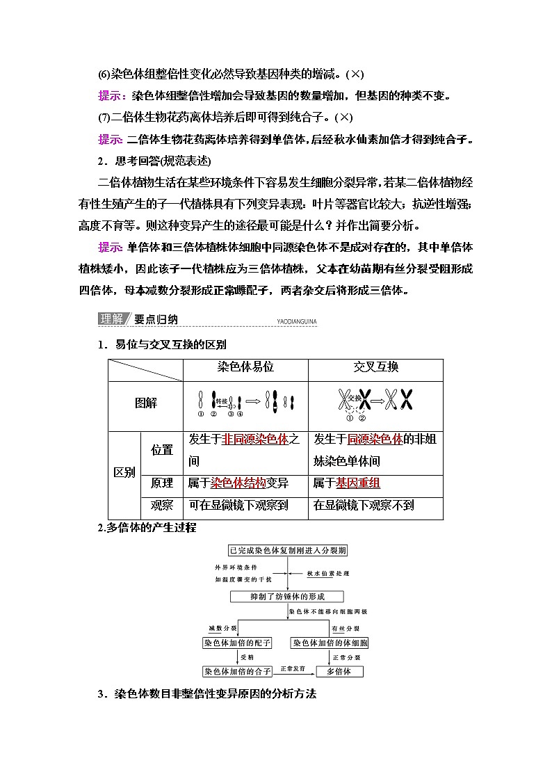 2020版新一线高考生物（苏教版）一轮复习教学案：必修2第7单元第2讲　染色体变异与生物育种03