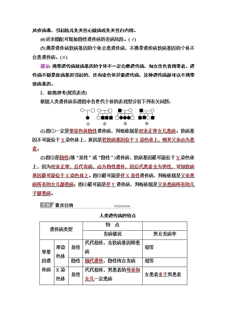 2020版新一线高考生物（苏教版）一轮复习教学案：必修2第7单元第3讲　关注人类遗传病02