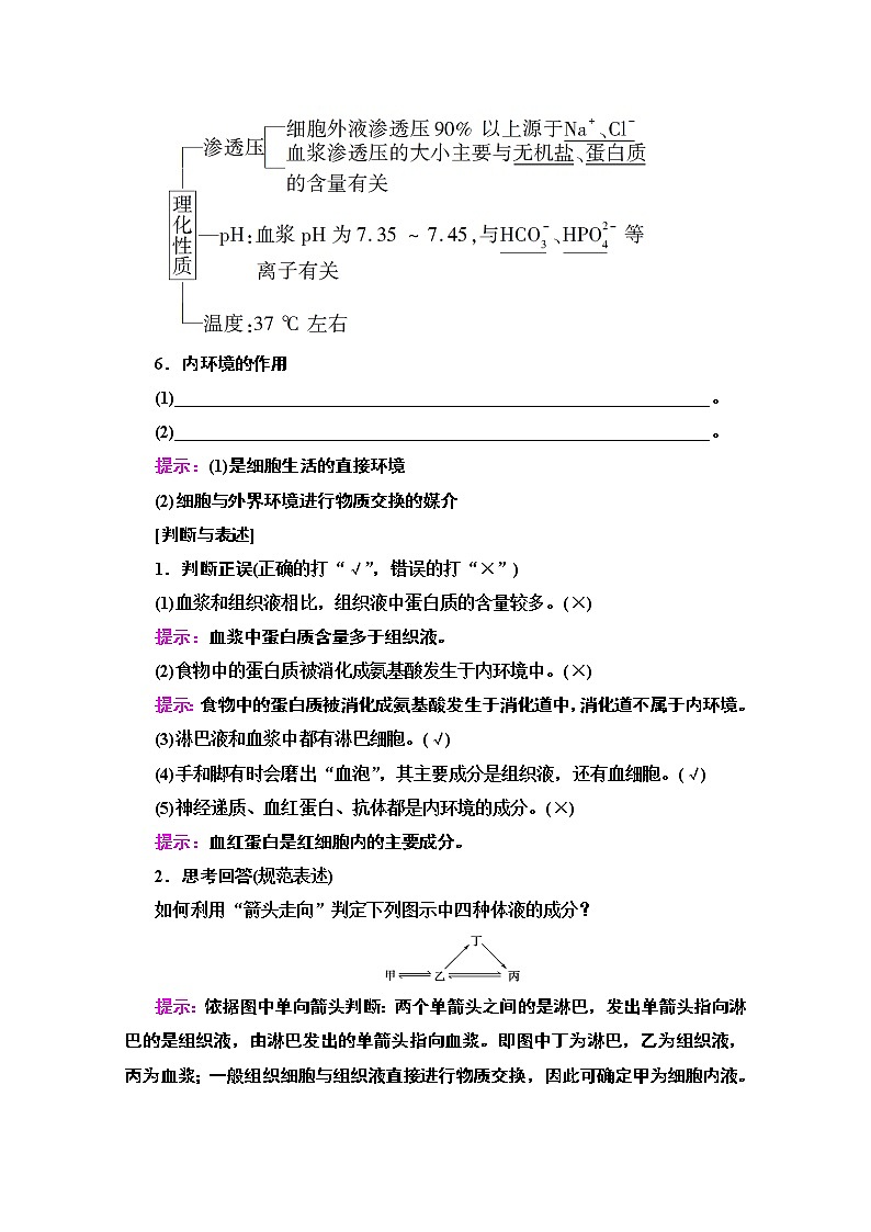 2020版新一线高考生物（苏教版）一轮复习教学案：必修3第8单元第1讲　人体的内环境与稳态03