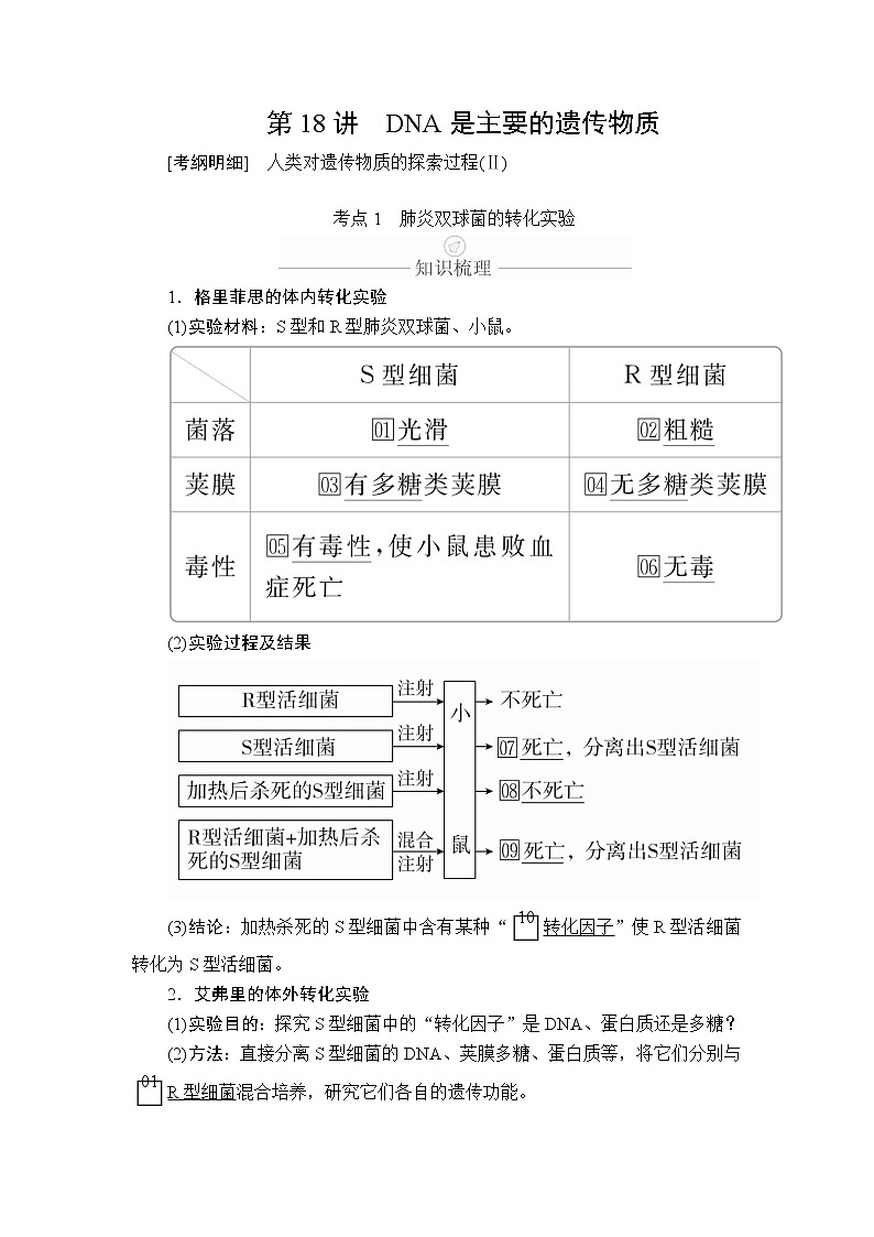 2020年高考生物一轮复习（创新版）文档：必修2第6单元遗传的物质基础第18讲 学案01