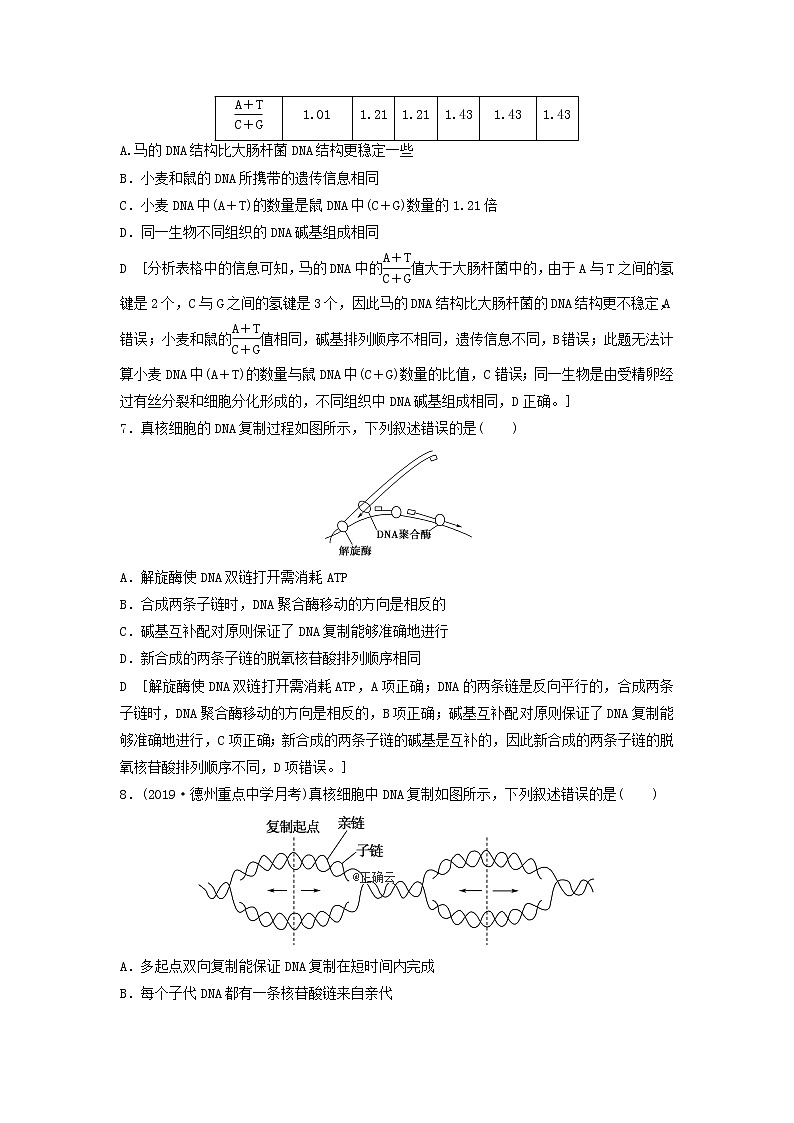 2021届高考生物新人教版一轮复习课后集训：19DNA分子的结构、复制与基因的本质 学案03