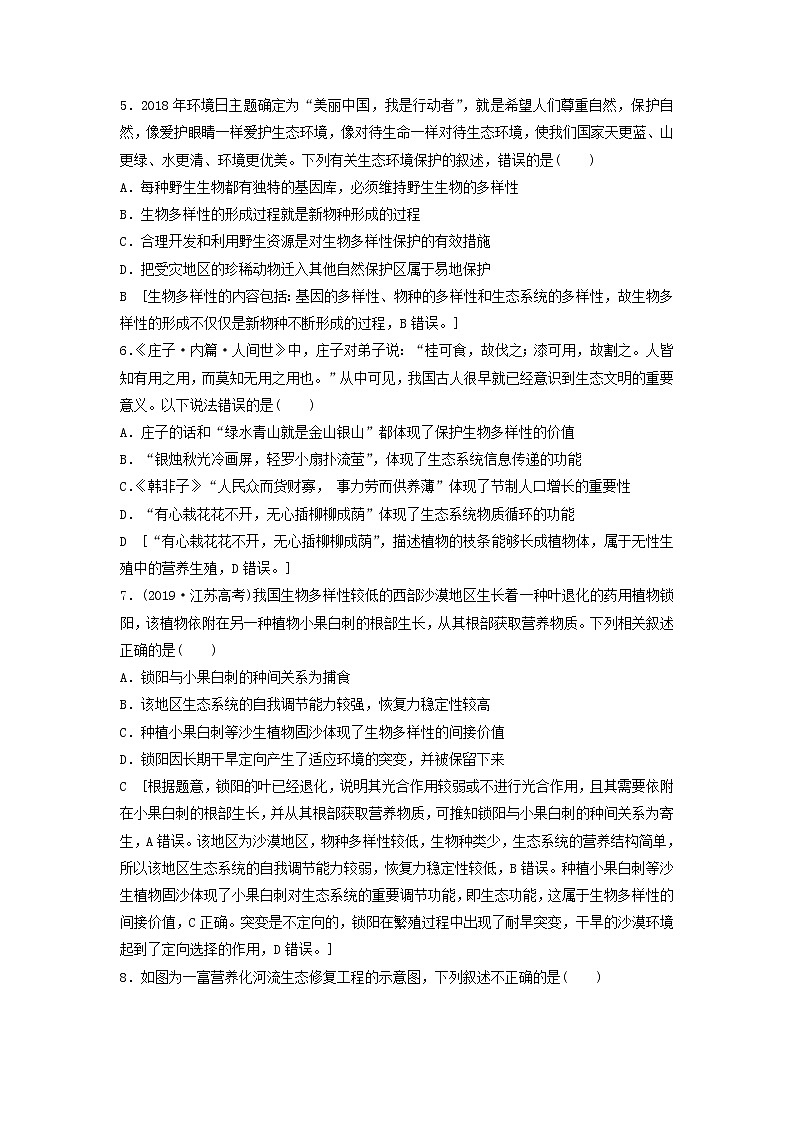 2021届高考生物新人教版一轮复习课后集训：35生态环境的保护 学案02