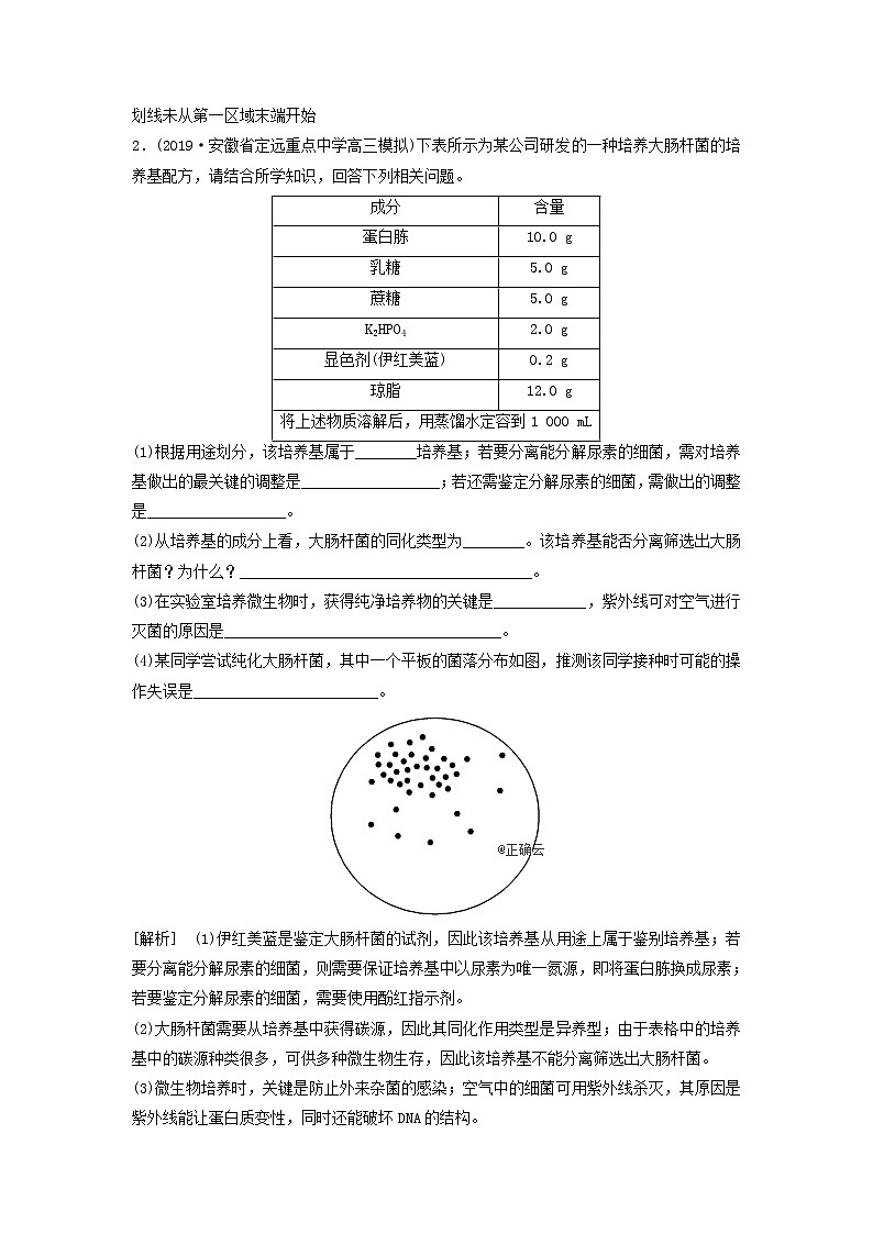 2021届高考生物新人教版一轮复习课后集训：37微生物的培养和应用 学案02