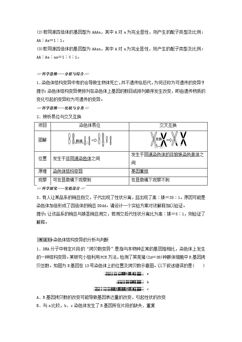 2021届高考生物新人教版一轮复习学案：第7单元生物的变异、育种与进化第2讲染色体变异与生物育种03