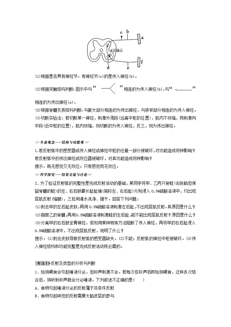 2021届高考生物新人教版一轮复习学案：第8单元生命活动的调节第2讲通过神经系统的调节第3页