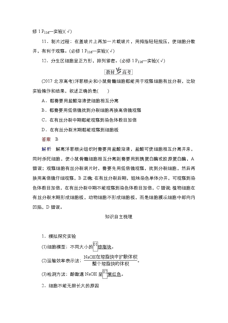 2021高三统考人教生物一轮（经典版）学案：必修1第4单元第12讲　细胞的有丝分裂第2页