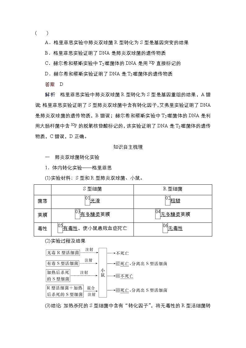 2021高三统考人教生物一轮（经典版）学案：必修2第6单元　第19讲　DNA是主要的遗传物质02