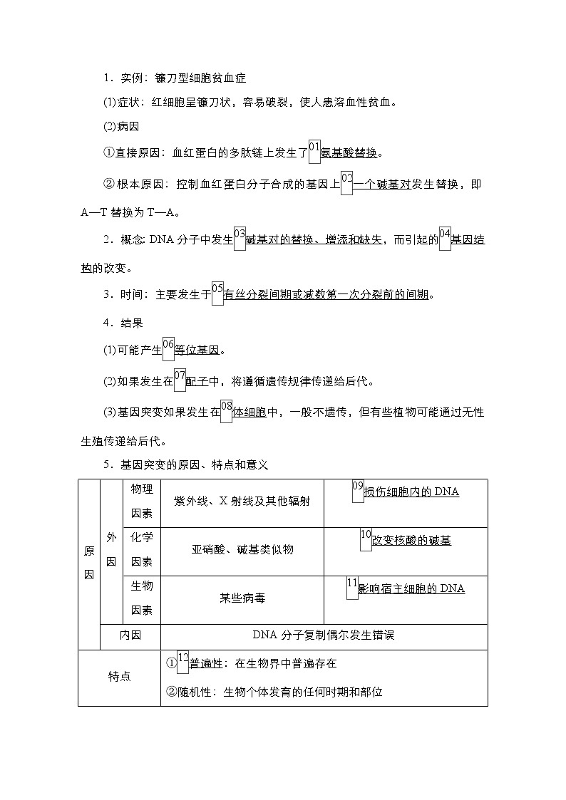 2021高三统考人教生物一轮（经典版）学案：必修2第7单元　第22讲　基因突变和基因重组第3页