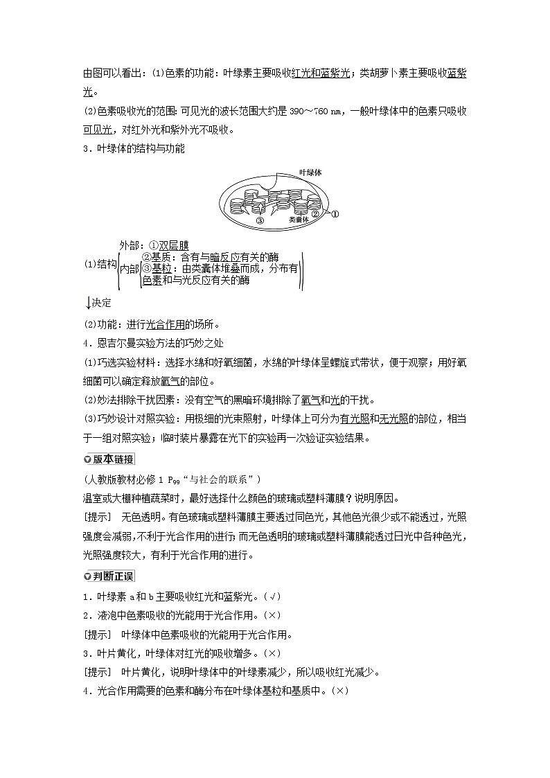 2021届高考生物苏教版一轮复习学案：第3单元细胞的能量供应和利用第2讲光合作用（Ⅰ）02