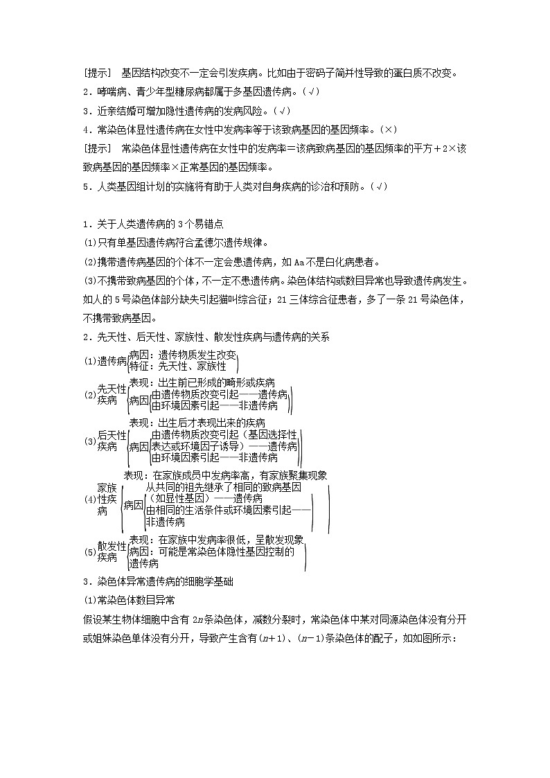 2021届高考生物苏教版一轮复习学案：第7单元生物的变异、育种与进化第3讲关注人类遗传病03