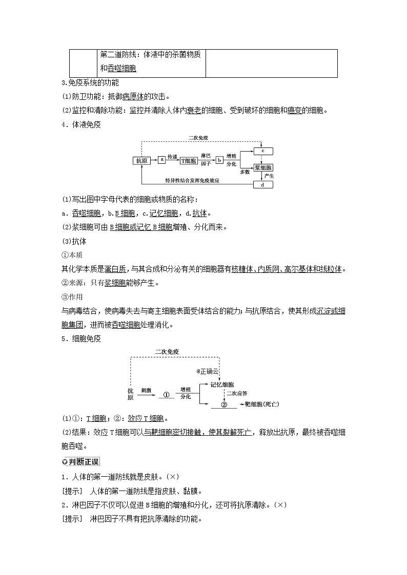 2021届高考生物苏教版一轮复习学案：第8单元生物个体的稳态第3讲免疫调节对人体稳态的维持02