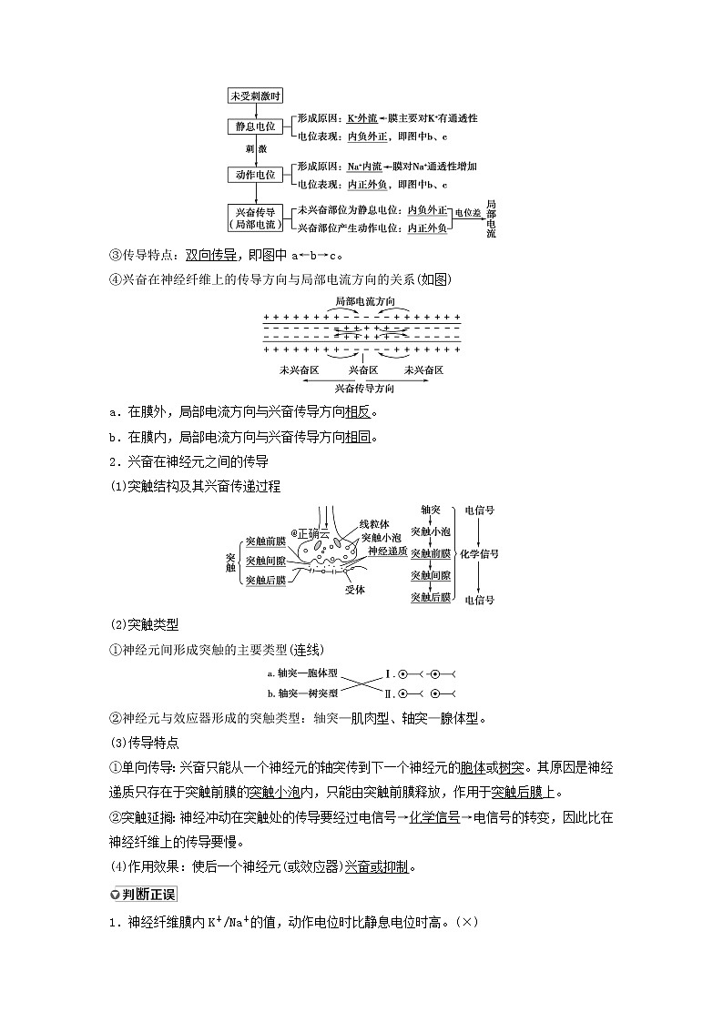2021届高考生物苏教版一轮复习学案：第8单元生物个体的稳态第4讲人体生命活动的神经调节第2页
